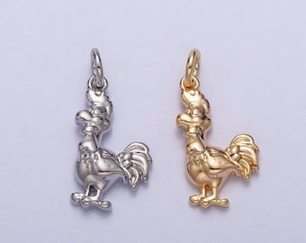 16.7x7.8mm Tiny Chicken Charm Pendant Rooster Charm Necklace Bracelet Earring Charms, Animal Lover Kids Jewelry Gold Silver Color AC235