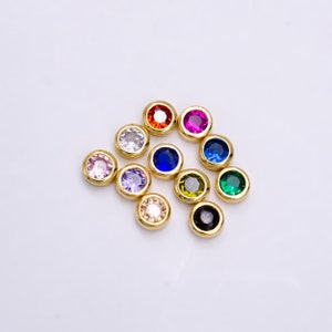 Gold Filled Personalized Locket Bead: 4mm Birthstone Bezel CZ | B-925 - B-930