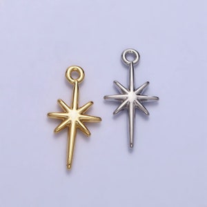 Mini Gold Filled North Star Charm Necklace, Bethlehem Star Pendant in Silver Celestial Jewelry Making Supply AC333