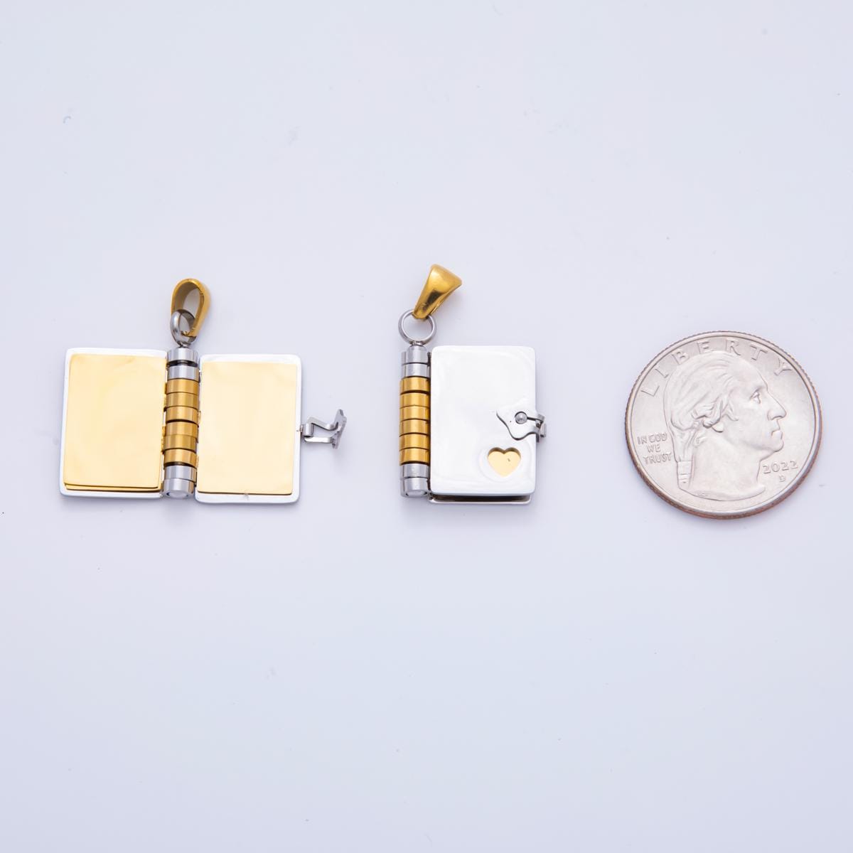 Dainty Gold Diary Charm Open Book Charm Engravable Blank Paper