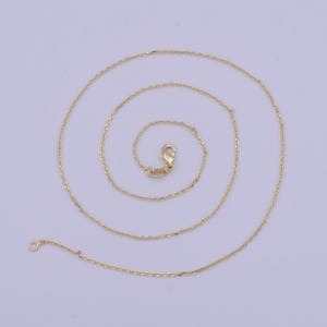 1.0mm dainty cable link necklace, 14k gold plated 18.0&quot; cable chain ready to wear necklace | wa-1112