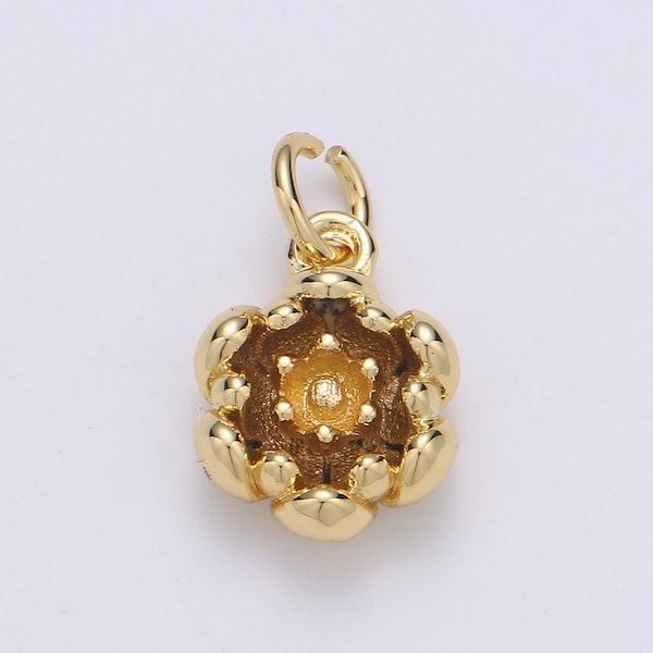 Cherry Blossom 24K Gold Charm, Dainty Sakura Charm, Cherry Blossom petite Charm, Lotus Flower Charm, Jasmine Charm, CHGF-2040