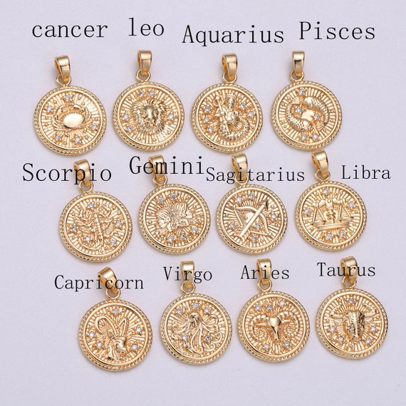 18k Gold Filled Floral Coin Charm Medallion with decorative Edge