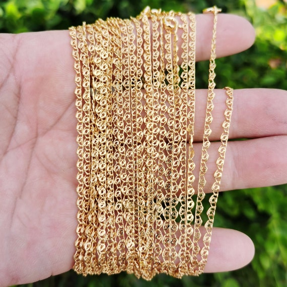 1pc 19.7 Ready to Use 24K Gold France Lace Necklace Chain