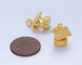 Mini 3d gold wishing well charm pendant for bracelet necklace earring charm supply x912