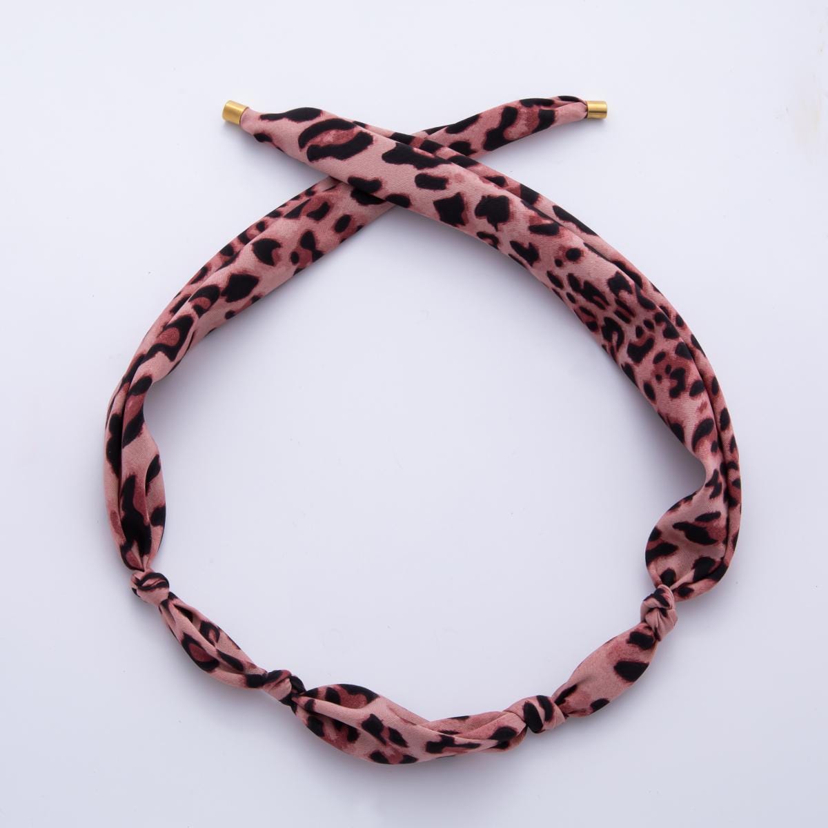 Leopard Print Handmade Scarf Necklace (5111) Leopard Silk Scarf Necklace & Opal Pendant – ETHICGOODS main image 3