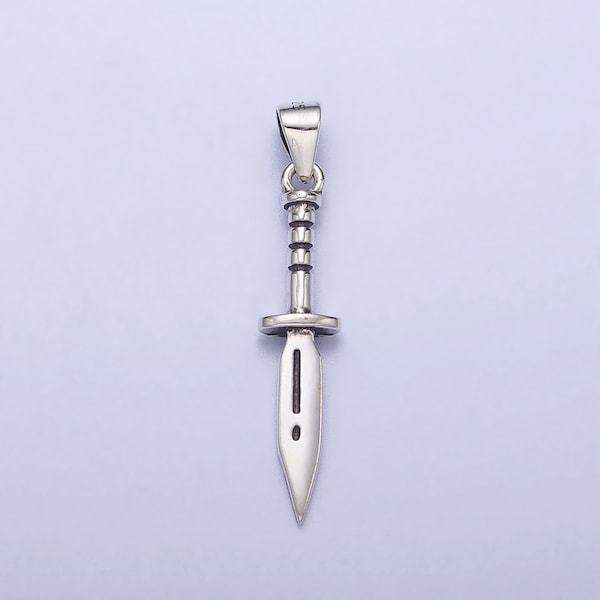 Zierliche s925 Sterling Silber Schwert Halskette Charm - Silber Dagger Charm Halskette Armband Ohrring Versorgung für Frauen Männer Anhänger Halskette SL-391