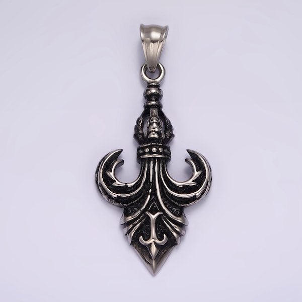 Stainless Steel 50mm Fleur de Lis French Artisan Pendant | P-875