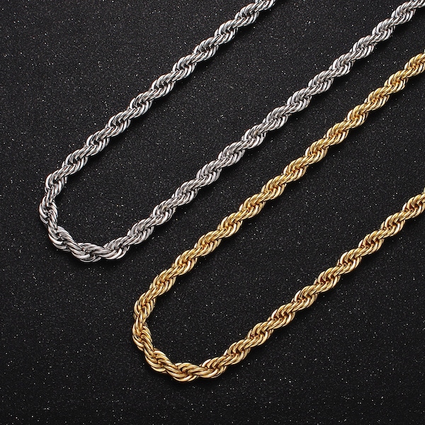 Thick Gold Rope Chain For Men, 14K Gold Filled Rope Chain Men Gold Necklace 5.5mm Thick 17 inch , 19.5 inch WA1528