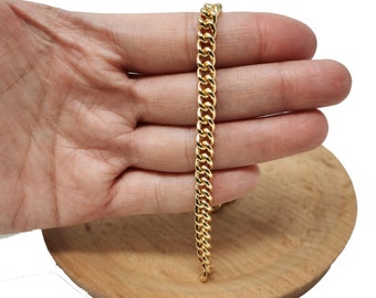 6.7mm Gold  Cuban Curb Chain by Yard, Cuban Curb Chain by Foot, Wholesale bulk Roll Chain for Jewelry Making, Thickness 1.8mm,75