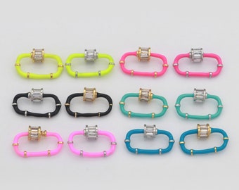 1x Colorful Enamel Carabiner Oval Screw Lock Clasp, Charm Link Connector 17.8x10.3mm Jewelry Chunky Bold Jewelry Making Supply, L-518~L-529