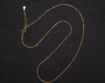 16K Gold Vermeil S925 Sterling Silver 1mm Dainty Cable 15.5 Inch Chain Necklace | WA-1957