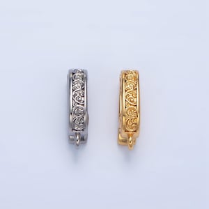 Snap bail clasp vine design gold & silver 24k gold filled supply | z-973