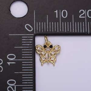 KLEINER Schmetterling Charm mit Schwarz Auge Cz Mariposa Charm Mini Monarch Anhänger Insekt Liebhaber für Minimalist Schmuck AG-241 Bild 3