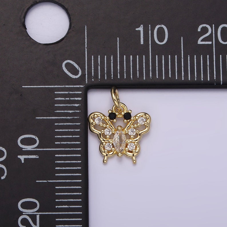 KLEINER Schmetterling Charm mit Schwarz Auge Cz Mariposa Charm Mini Monarch Anhänger Insekt Liebhaber für Minimalist Schmuck AG-241 Bild 3