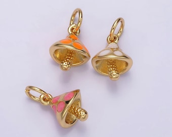 14k gold filled white, orange, pink enamel dotted mushroom charm | n1519 - n1521