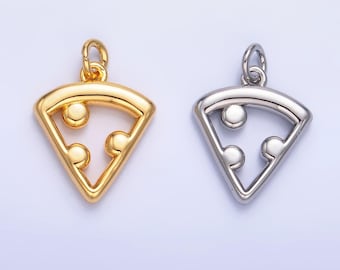 Mini ciondolo a forma di pizza riempita d'oro con pizza al peperone aperta, per bracciale, collana, orecchino, componente per la creazione di gioielli W219