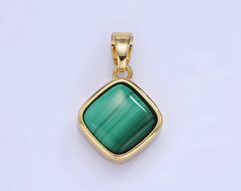 Dainty Green Malachite Pendant Necklace Statement Green Gemstone Charm For Minimalist Jewelry Making Supply AA1238