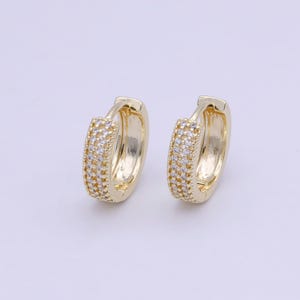 Micro pave Huggie Ohrring cz Diamant Creolen • Minimalist Ohrring 15 mm zierlich Ohrring t-340