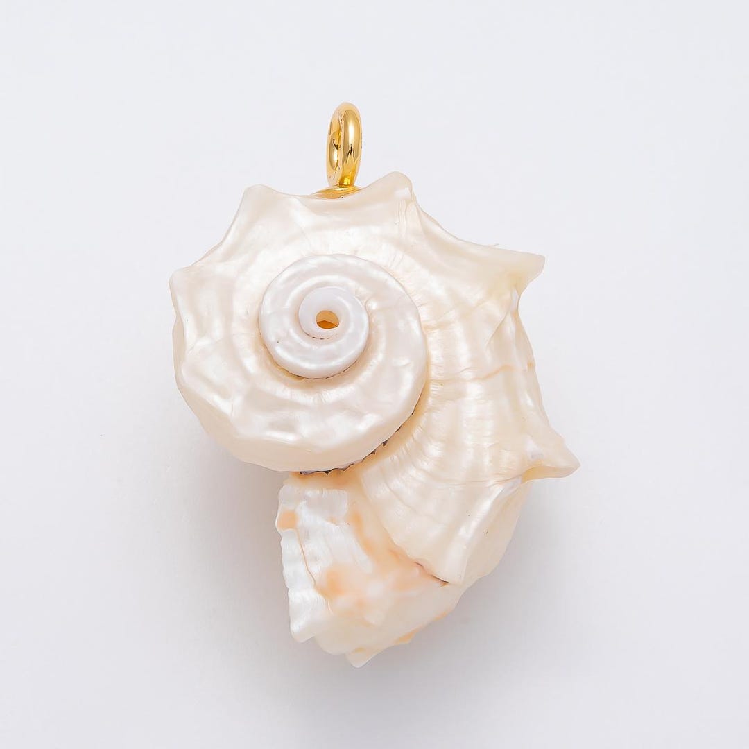 18k Gold Filled 56.5mm Natural Conch Shell Charm Spiral Sea Pendant ...