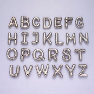 Collar con dije de alfabeto de plata personalizado con letra inicial de globo, estilo burbuja, joyería de moda, collar para mujer, suministro DIY