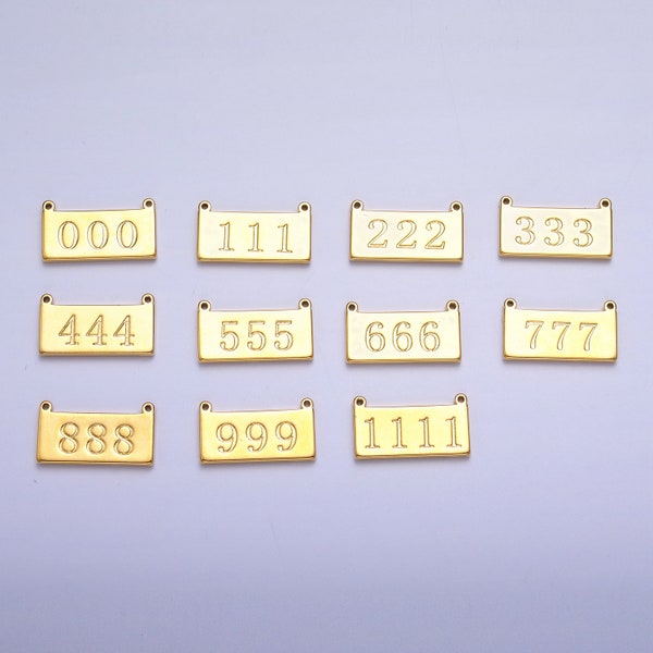 Dainty Gold Filled Angel Number Charm Connector Gold Bar Lucky Number for Necklace Bracelet Component Personalized Jewelry AA-802