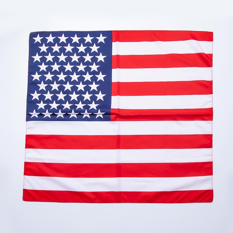 Patriotic Satin Scarf American Flag Bandana 4th of July Neckwear Red ...