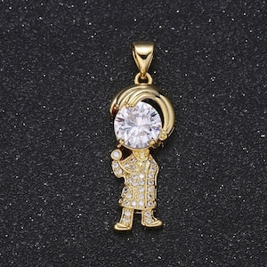 First responder charm solitaire cz pave pendant , md, nurse, pa, rn. np, hero gold charm--66