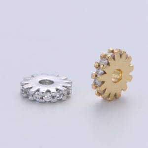 Micro pave gear beads - 8mm dainty star charm beautiful bright twinkle gold star beads for bracelet earring supply b-684