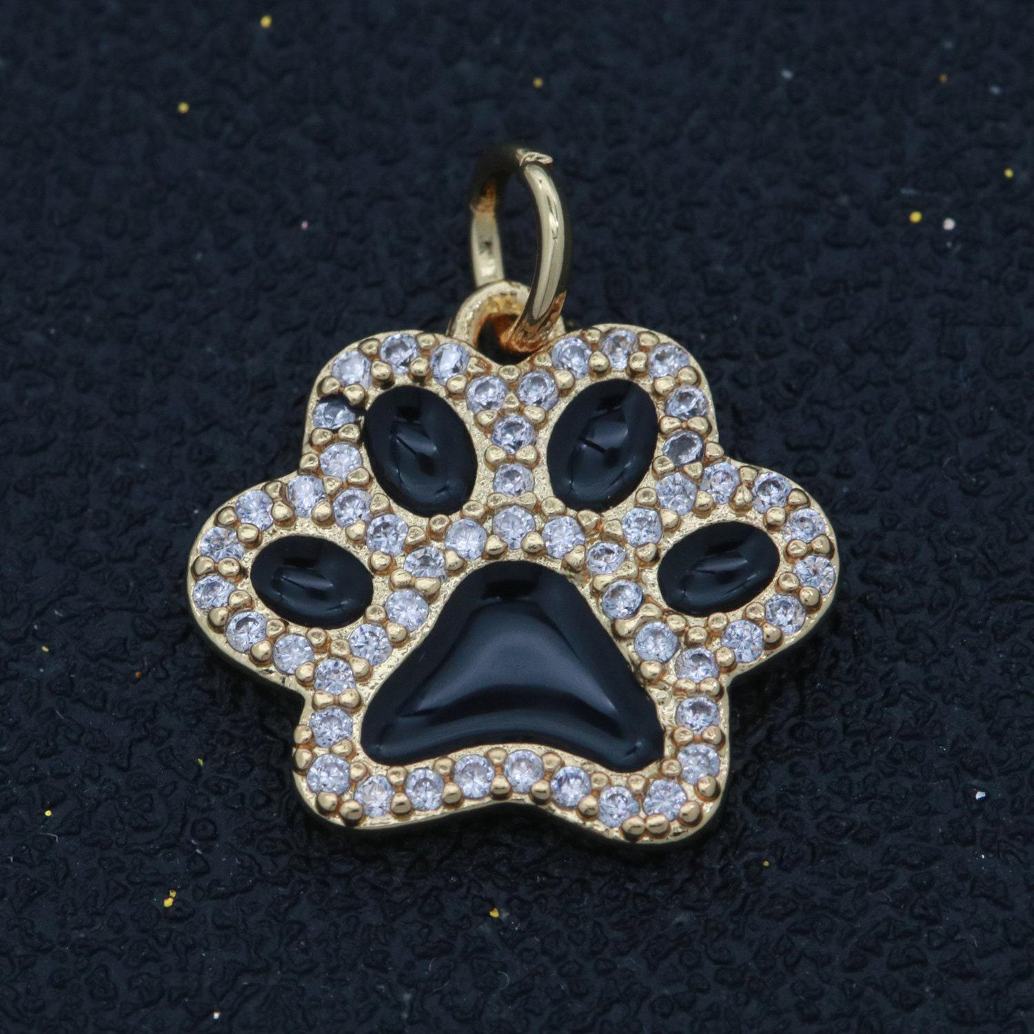 Ciondolo Zampa Di Cane In Argento 925 Con Smalto Rosa E Zirconia - Per Bracciale Charm - Regalo Per Amanti Animali - 2