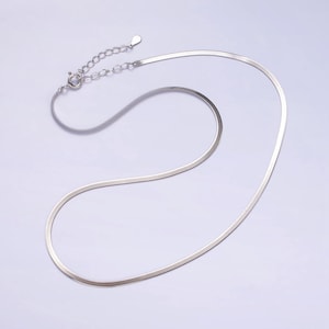 S925 sterling silver 2mm herringbone 17 inch layering chain necklace in silver | wa-2158
