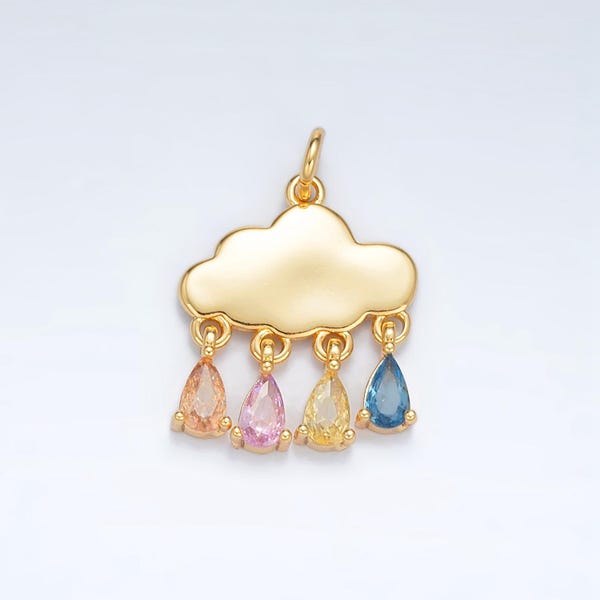 24k gold filled pastel teardrop cz cloud weather charm | ag-914