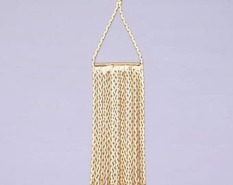 1 piece gold 75mm multiple box chain rectangular tassel charm jewelry making supply Fringe Pendant Necklace | z932