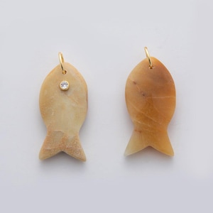 18k Gold Filled 38.8mm Big Gemstone Fish Pendant Natural Stone CZ Charm for Necklace Bracelet Jewelry Making DIY Supply | D265 image 11