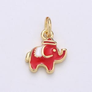 1pc 24k gold  red enamelz cz elephant pendant charm, dainty dumbo pendant charm,  pendant, for animal kids jewelrychgf-1962