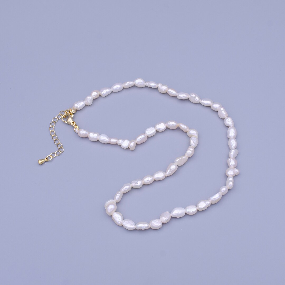 Dainty Pearl Necklace 5mm Rice Pearl Choker Beaded Necklace Tiny Seed ...