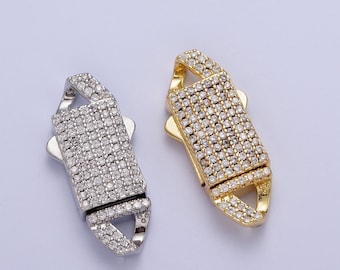 Gold Full Pave CZ Box Buckle Clasp for Bracelet Making K-100 K-105