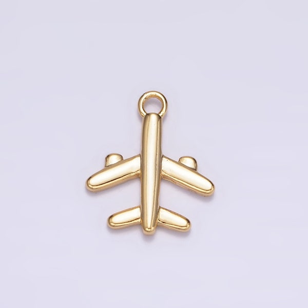 16K Gold Filled 16mm Flying Airplane Traveling Add-On Charm | N973