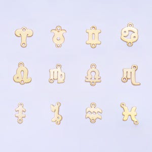 Conector de pingente de signo do zodíaco de prata esterlina vermeil dourado para colar pulseira elo signo astrológico suprimentos de joias personalizadas SL-567