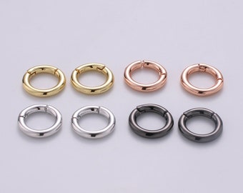 1x Dainty Gold Spring Gate Ring, Pull Gate ring, 12mm Round Circle Ring, Charm Holder 14K Gold Filled Clasp for Charm Holder Connector