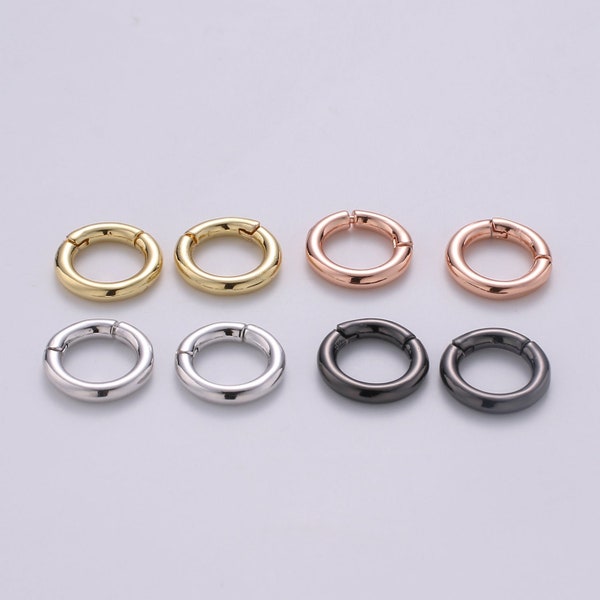 1x Dainty Gold Spring Gate Ring, Pull Gate ring, 12mm Round Circle Ring, Charm Holder 14K Gold Filled Clasp for Charm Holder Connector