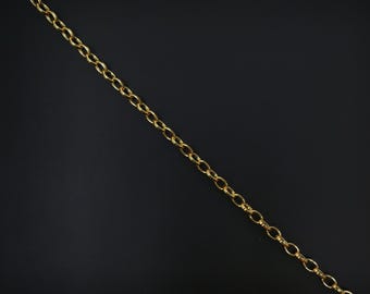 Gold rolo cable chain by yard, oval link chain by foot, wholesale bulk roll chain for jewelry making, width 4.1mm, 62, 196, 201