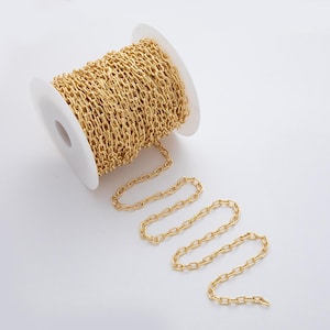 16K Gold Filled 8.3mm Thick Paperclip Link Unfinished Chain by Yard | Roll-1556