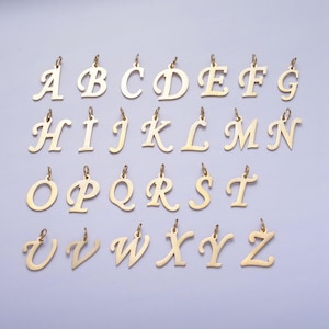 Delicada letra inicial cursiva en oro de acero inoxidable, accesorio para collar, pulsera, colgante, fabricación de joyas, suministro A625-A637