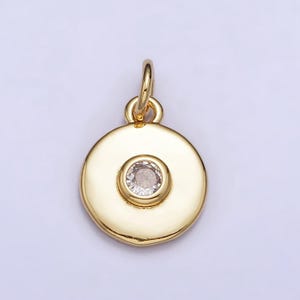 24k gold filled klares Gold 10 mm runder Ufo-Charm runder Scheibenanhänger Münze | ac314