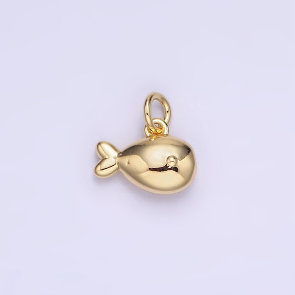 Mini 14K Gold Filled 10mm Fish Charm Tail Ocean Animal Puffed Mini Add-On Charm | AG715