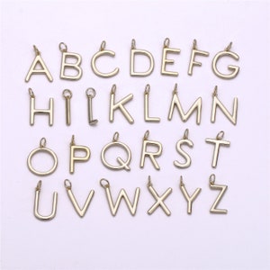 Charms de letras doradas, Charms personalizados, Charms iniciales, Charms de pulsera, Charms mini colgantes para collar Alfabeto 20 x 14 mm ALPH-16