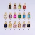 24k gold filled square multifaceted cubic zirconia stone personalized tag add-on charm birthstone charm earring bracelet supply | w748