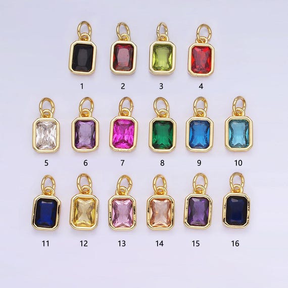 24k Gold Filled Square Multifaceted Cubic Zirconia Stone
