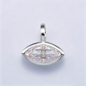 14k gold filled Clear Cz Eye Rectangle Oval bezel Charm Geometric pendant for Drop Jewelry Collar Cord Necklace Supply | Charms-751 image 10